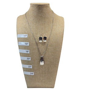 Silpada 925 Silver Hammered Necklace & Fishhook Earring Set Stamped Contemporary